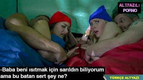 Kızlarıyla Kampa Gittiler Soğuk Bahanesiyle Sarıldılar ve Oynaştılar